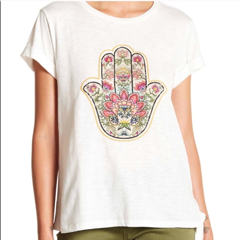 Democracy Hamsa Hand Embroidered Knit Top